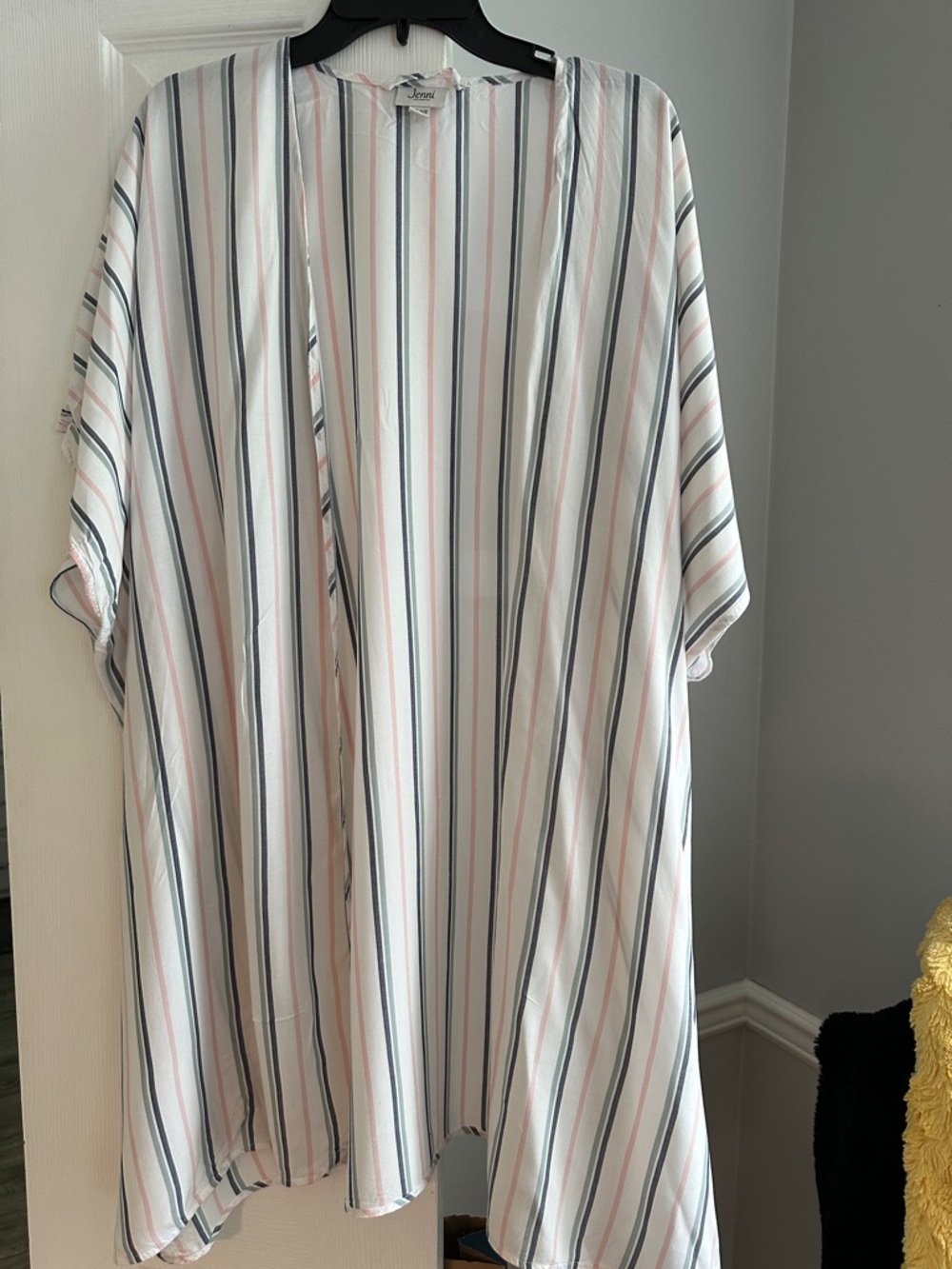 Lightweight Striped Kimono Cardigan - Pink & Navy Stripes One Size Great Coverup